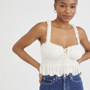 UO Libby Lace-Up Peplum Top